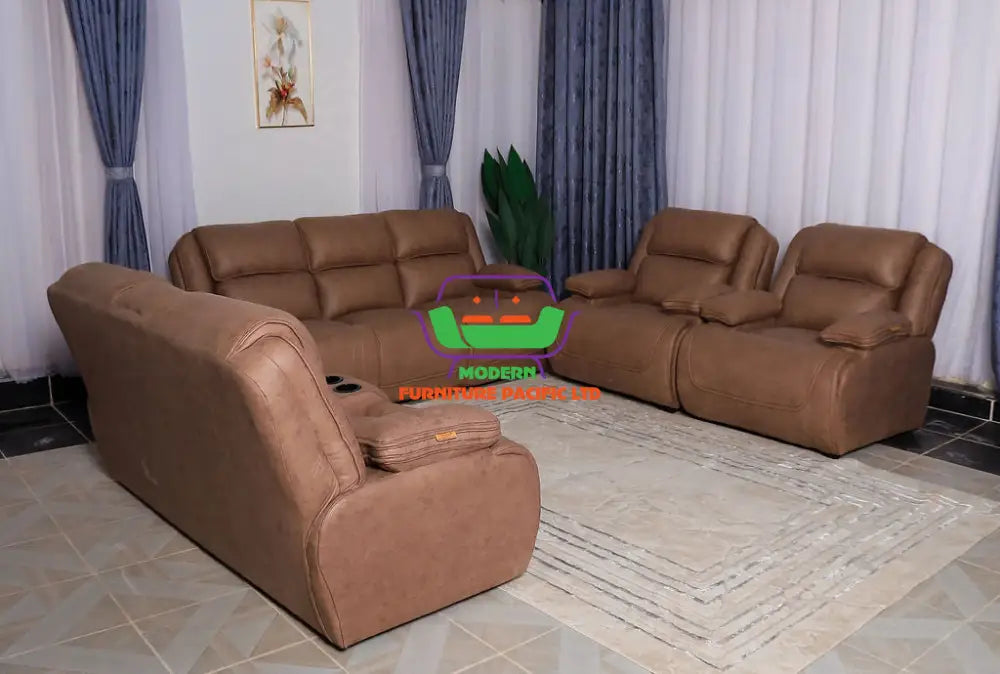 Brown semi recliner 7 Seater Sofa