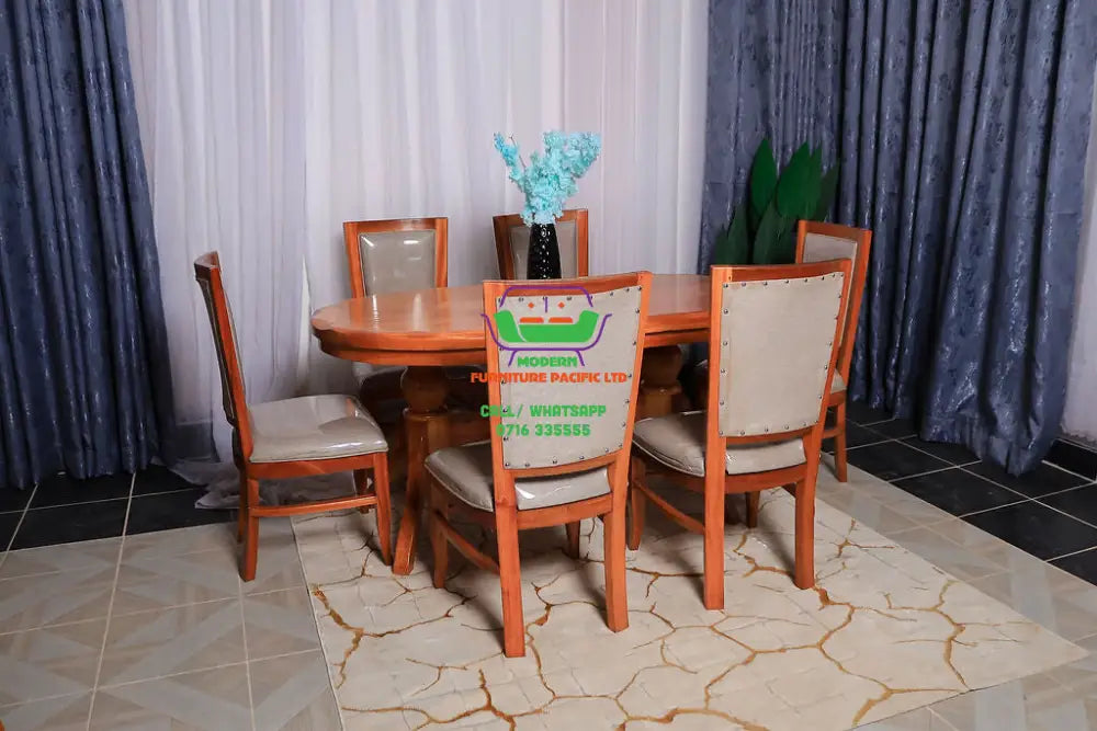 Modern serenity Oval 6 Seater dining set Mahogany
