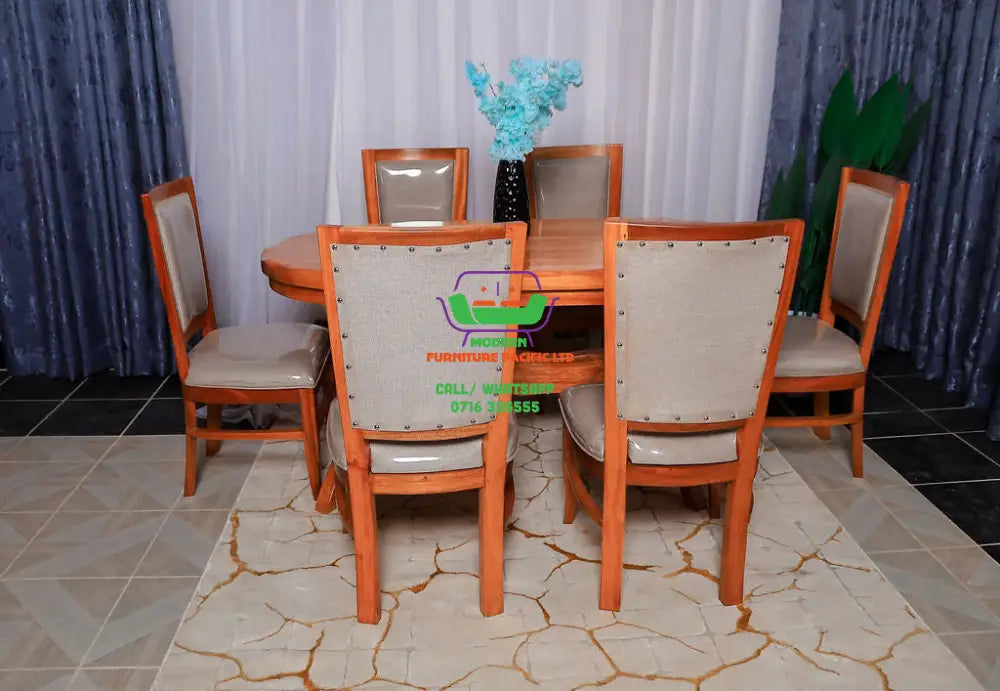 Modern serenity Oval 6 Seater dining set Mahogany