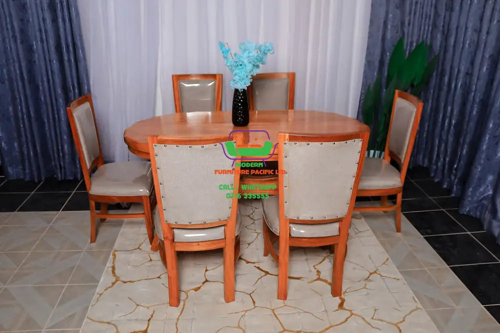 Modern serenity Oval 6 Seater dining set Mahogany