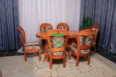 Oval Mahogany 6 seater dining set with Flower seats Mahogany