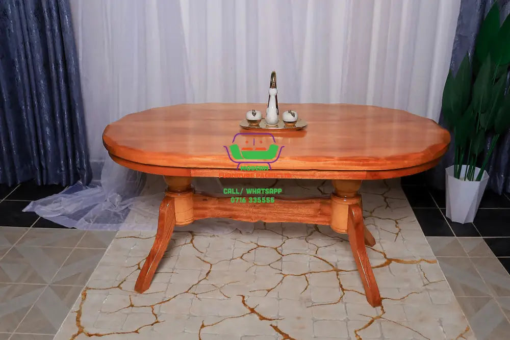 Oval Mahogany 6 seater dining set with Flower seats Mahogany